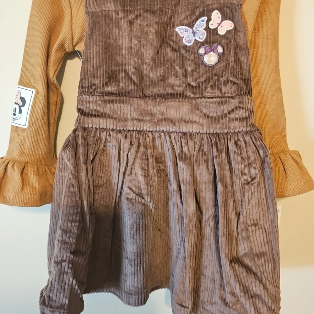 Disney Minnie Mouse‎ Toddler Girls Corduroy Top Dress Set Brown 12M